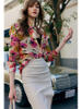 Camisas de seda con estampado floral al por mayor con mangas largas para mujeres en venta 