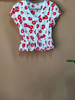 Blusa superior de camiseta de manga corta roja de calidad con estampado floral de etiqueta privada a granel
