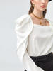 Mangas largas de seda de cuello cuadrado blanco al por mayor para mujeres del fabricante de ropa 
