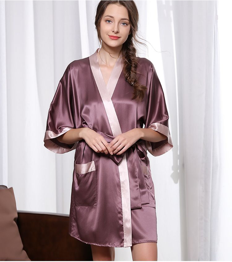 Kimono de bata de seda de diseñador para mujer